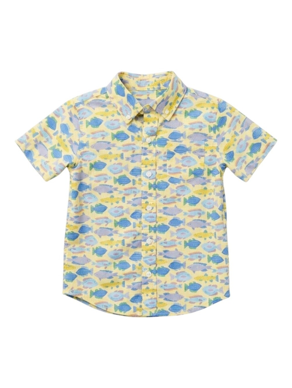 Janie And Jack Kids Yellow Fish Cotton Short Sleeve Easter Shirt Boys Size 8